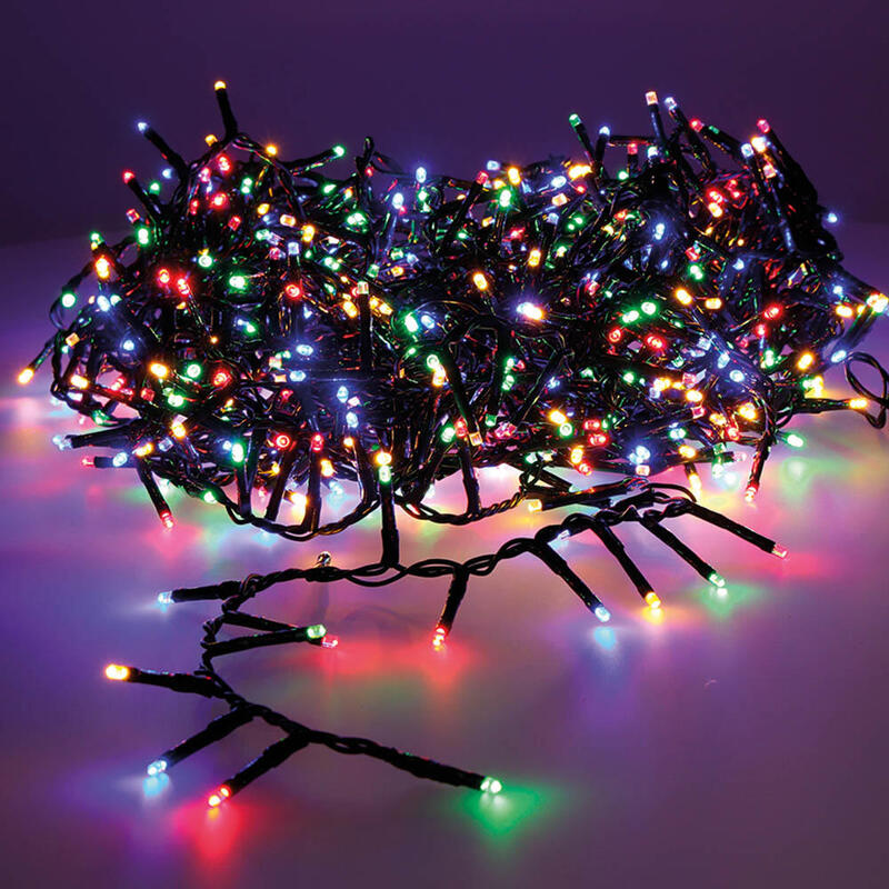 Guirnalda Led Compact Parpadeante Exterior Multicolor 16m 500 Leds Cable Verde