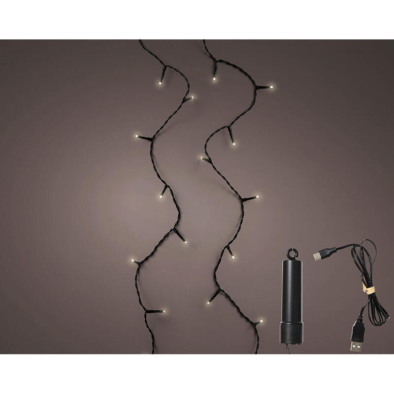 Guirnalda Led Multifunción Con Bateria 100 Leds Multicolor Con Cable Negro Exterior 7,4 M
