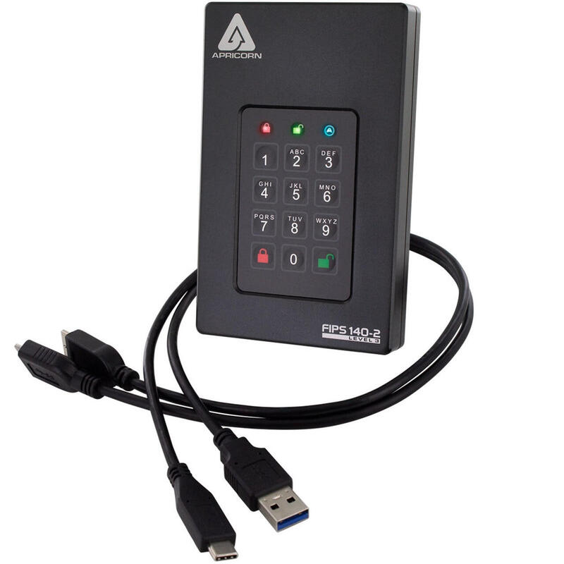 Hdd Ext. 2,5 2tb Apricorn Aegis Fortress L3 Fips 140-2 Level 3,Usb3.0 Type A + C