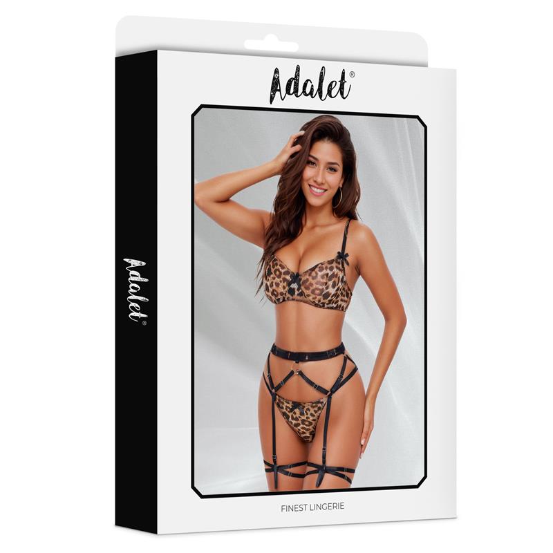 Helena Set De Sujetador, Tanga, Liguero Y Liga Talla (Interno):S/M