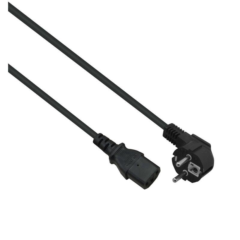 Helos Cable De Alimentación, Enchufe 90 ° A C13, Negro, 0,5 M