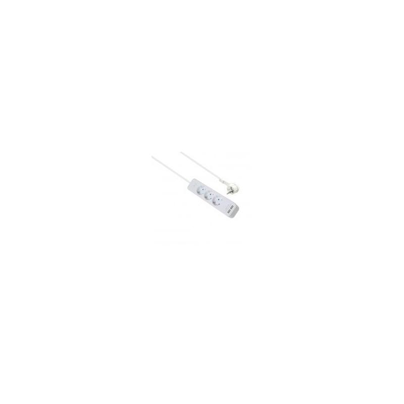Helos Regleta Advanced, 3 Tomas, Cargador Usb Blanco, 1,5m, Con Interruptor