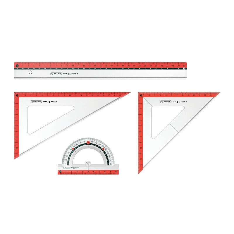 Herlitz Geometrieset 4tlg. Regla,Winkelmesser,2xgeodreieck