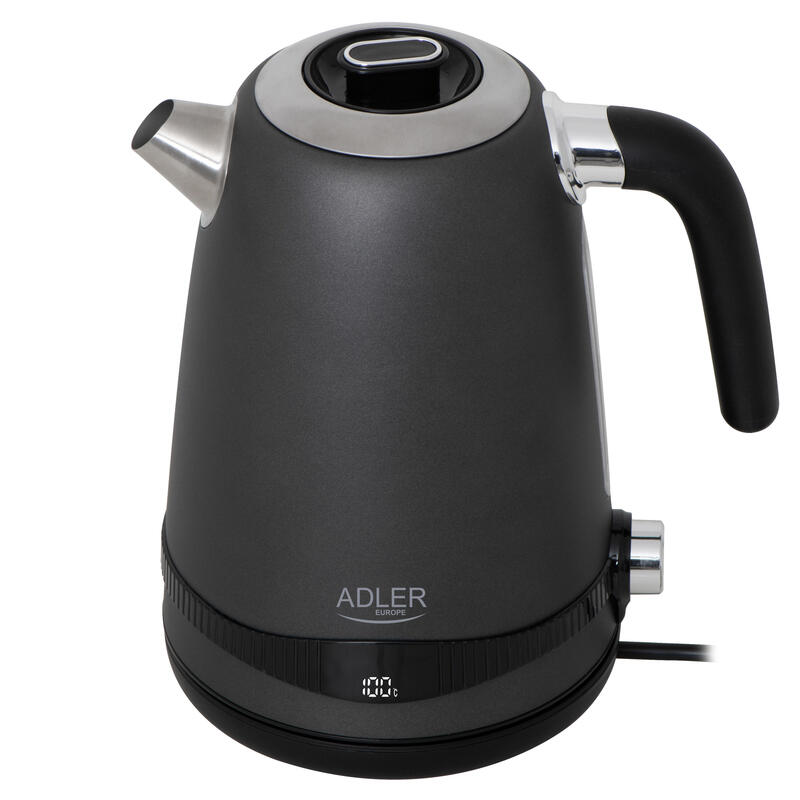 Hervidor Adler Ad 1295g Ss 1,7 L Con Pantalla Lcd Y Regulación De Temperatura, Gris Satinado