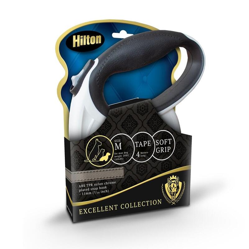 Hilton Smart Dog M (20 Kg) - Correa Retráctil - Blanco-Negro - 4 M