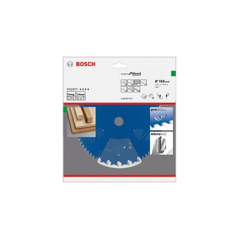 Hoja De Sierra Circular Bosch Professional Expert Wood, Ø 168 Mm, Diámetro 28z De 20 Mm, Para Sierras Circulares Portátiles 2608901873