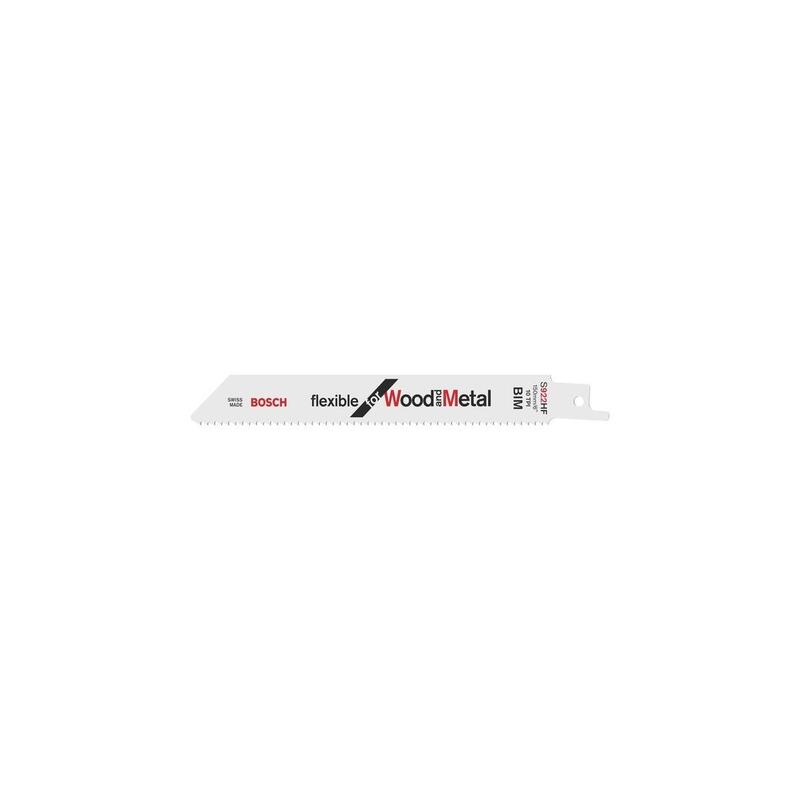 Hoja De Sierra De Sable Bosch Professional S 922 Hf Flexible Para Madera Y Metal, 100 Piezas, Longitud 150 Mm 2608656320