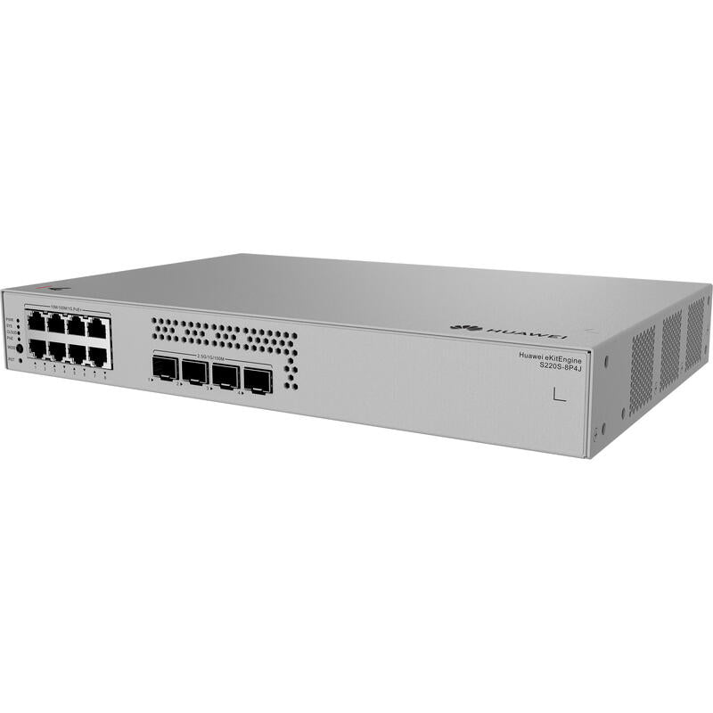 Huawei Data Communication,S220s 8p4j,S220s 8p4j,S220s 8p4j 8 10 100 1000base T Ports 128 W Poe , 4 2.5ge Sfp Ports, Built In Ac Power, Fanless