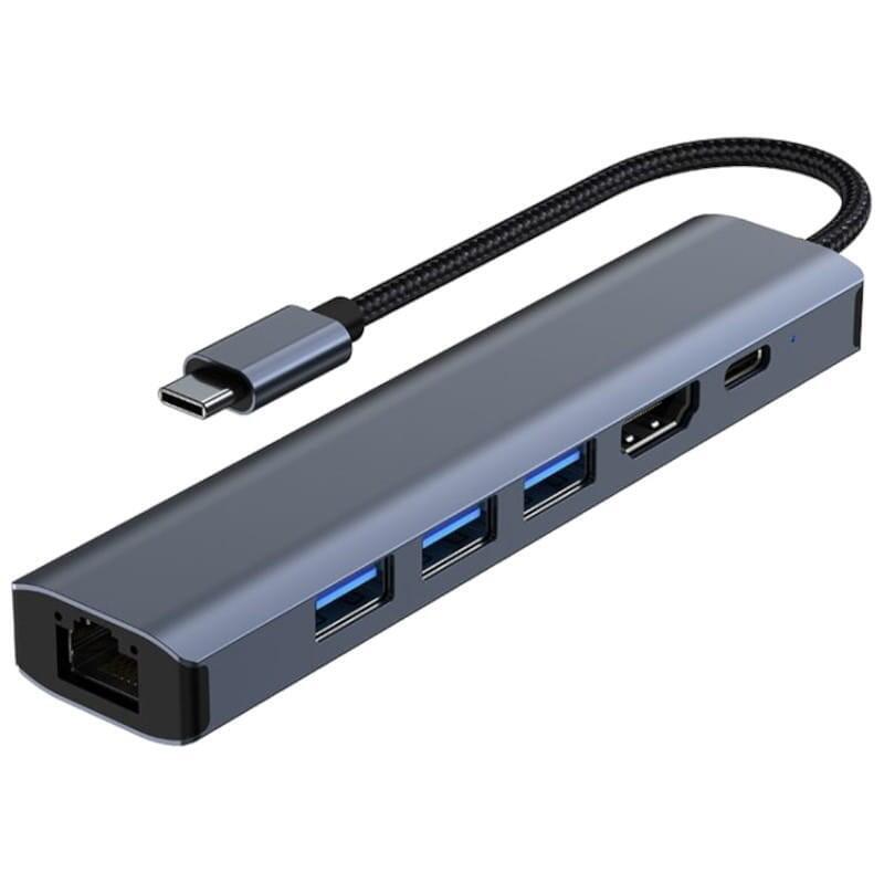 Hub 2210 6 En 1 Usb Tipo-C A Usb 3.2/Hdmi/Usb Tipo C Negro