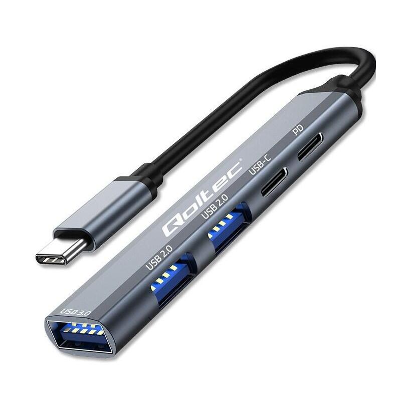 Hub Qoltec 53790 Adapter Usb C 3.1 5w1 Usb C Pd Usb C 2x Usb 2.0 Usb 3.0