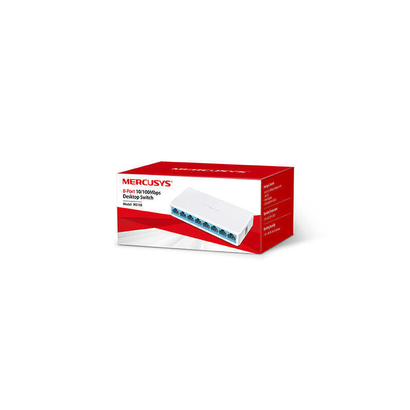 Hub Switch 8 Ptos 10/100 Mercusys Ms108 8xfast Ethernet / Tamaño Reducido Ms108