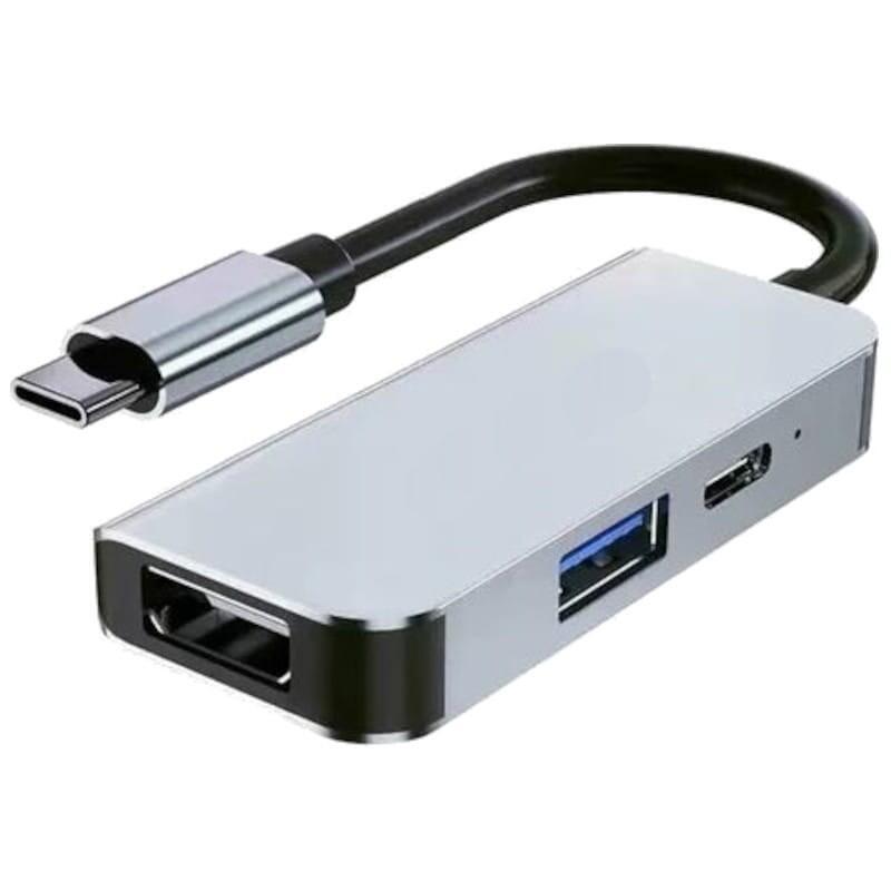 Hub Usb Byl 2122 3 En 1 Usb Tipo C/Hdmi+Usb 3.0 +Usb Tipo C Plata