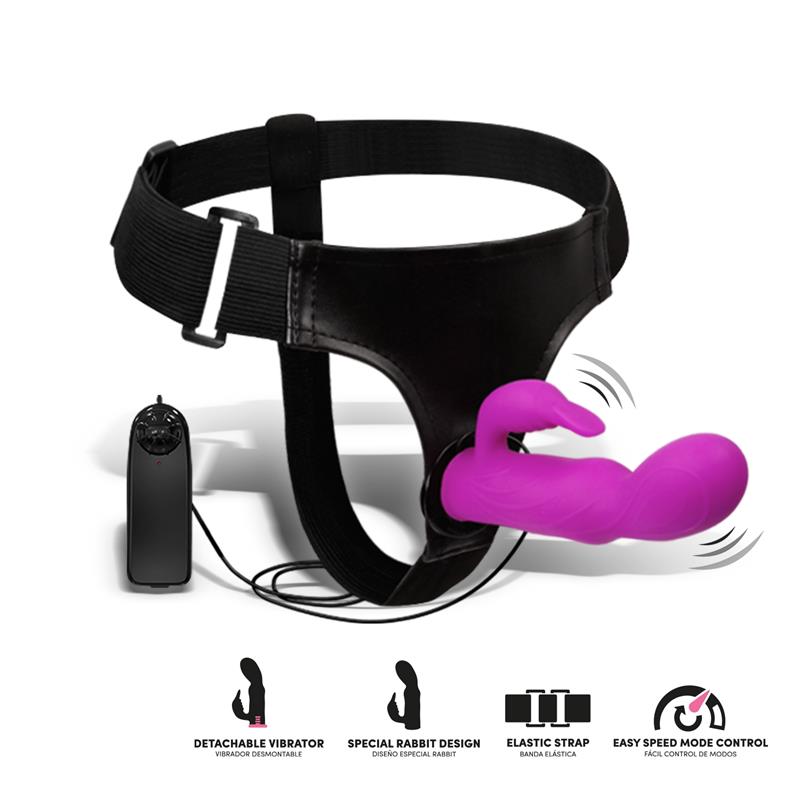 Hymax Arnés Con Dildo-Vibrador Con Conejito Y Control Remoto