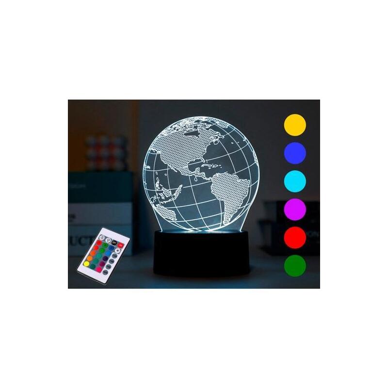 I-Total Lámpara Led 3d Mondo Con Base Táctil Y Mando A Distancia