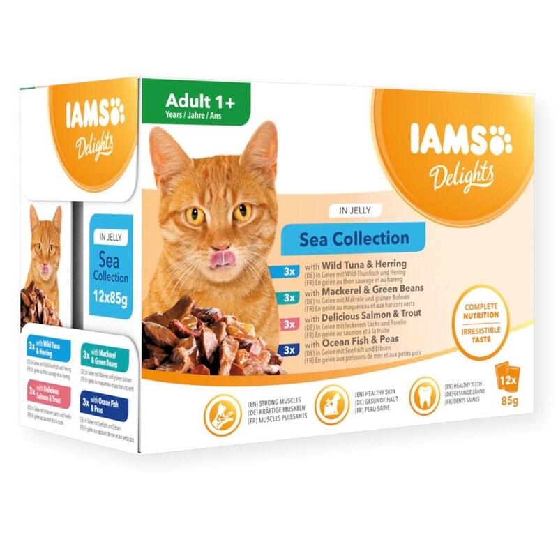 Iams Delights Adult Sea In Jelly Box Comida Húmeda Para Gato 12x85g