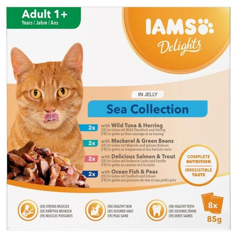 Iams Delights Adult Sea In Jelly Box Comida Húmeda Para Gato 8x85g
