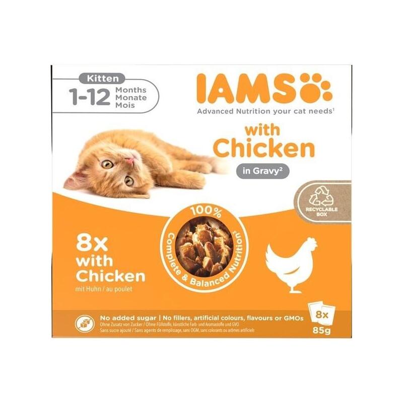 Iams Delights Kitten In Gravy Box Comida Húmeda Para Gato 8x85g