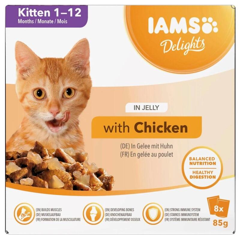 Iams Delights Kitten In Jelly Box Comida Húmeda Para Gato 8x85g
