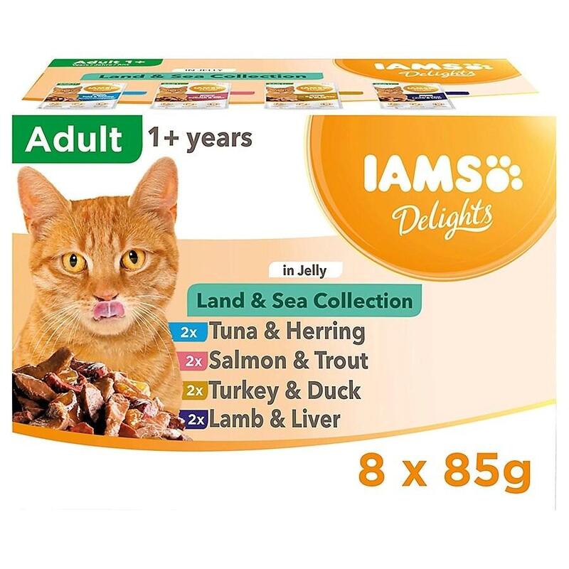 Iams Delights Land & Sea Collection In Jelly Box Comida Húmeda Para Gato 8x85g