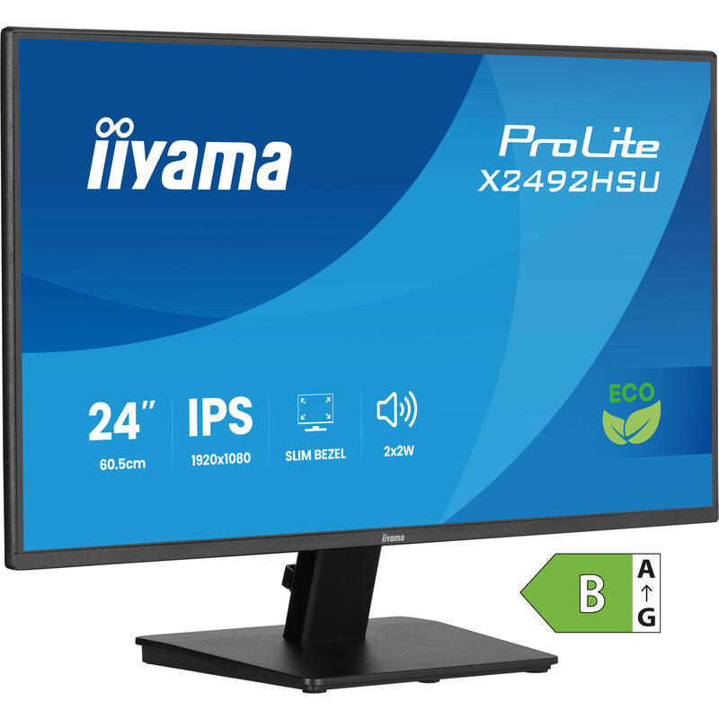 Iiyama 60.5cm 24" X2492hsu-B1 16:10 Hdmi+Dp+2xusb Ips