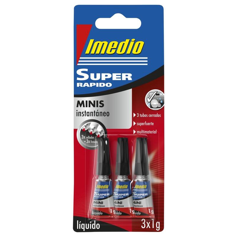Imedio Super Rapido Pegamento Instantaneo Pack De 3 Tubos De 1gr - Transparente - Multimaterial