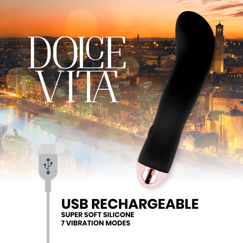 Dolce Vita - Vibrador Recargable Two Negro 7 Velocidades