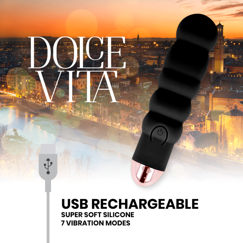 Dolce Vita - Vibrador Recargable Six Negro 7 Velocidades