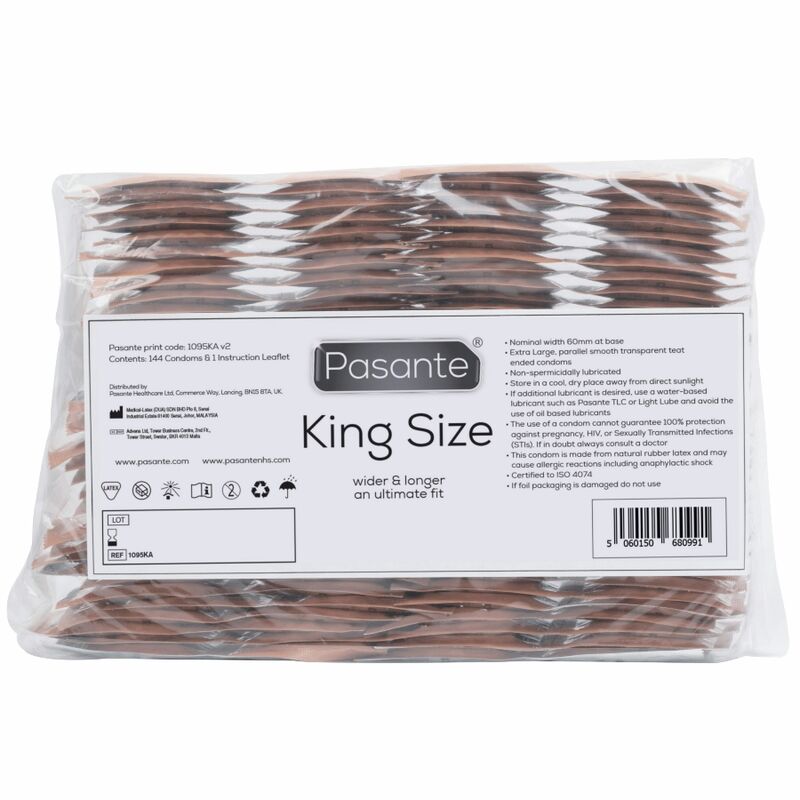 Preservativos King Más Largos Y Anchos Bolsa Pasante 144 Unidades