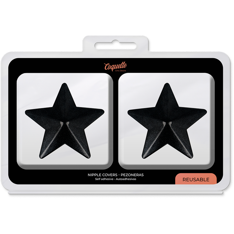Coquette Chic Desire - Cubre Pezones Metal Estrellas Negras