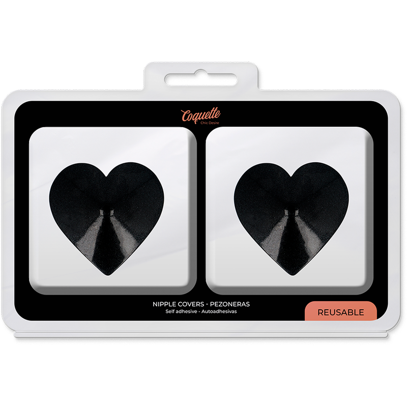 Coquette Chic Desire - Cubre Pezones Metal Corazones Negros