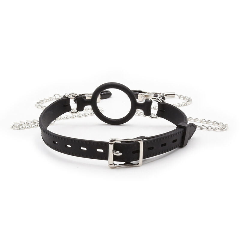Ohmama Fetish - Mordaza De Anilla Con Cadenas Y Pinzas Pezones