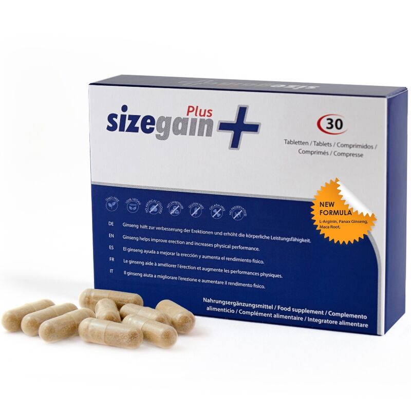 Sizegain Plus – Complemento Alimenticio Para Aumentar El Tamaño Del Pene Y Mejorar La Potencia Sexual