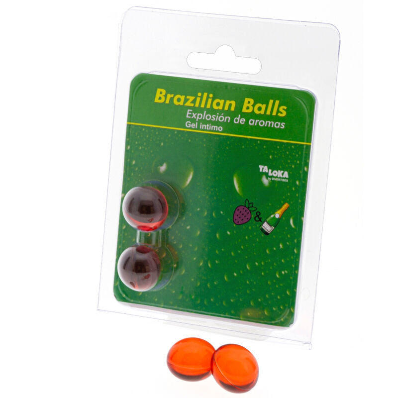 2 Brazilian Balls Explosion De Aromas Gel Intimo De Aroma Fresa Y Champán Gel Intimo