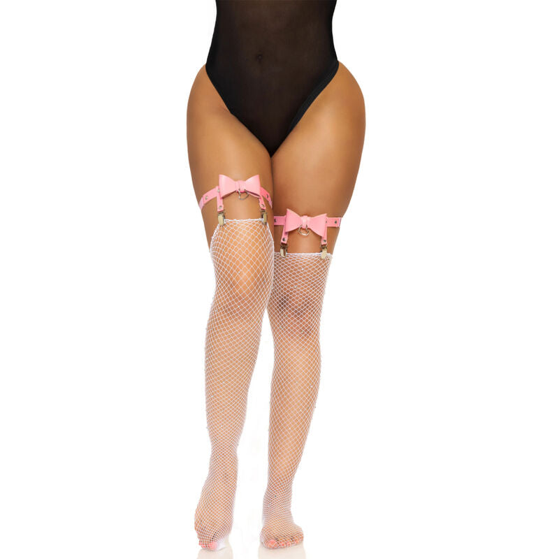 Leg Avenue Liguero Alto De Cuero Vegano Talla Única - Rosa