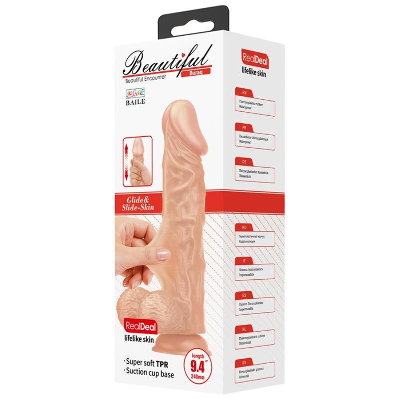 Baile - Beautiful Encounter Buraq Dildo Realístico Flexible 24 Cm Natural