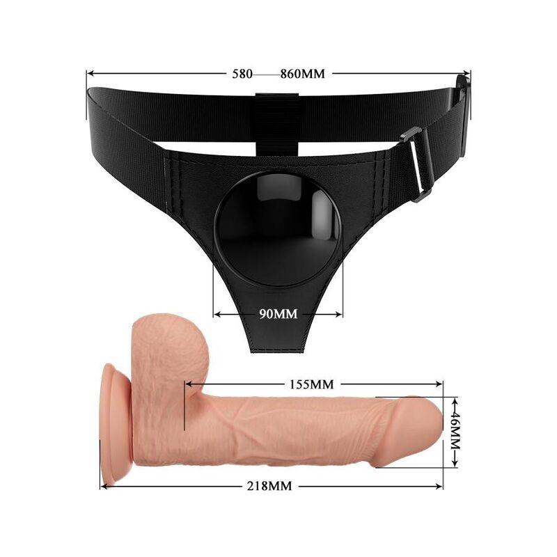 Pretty Love - Harness Briefs Arnés Universal Con Dildo Jerry 21.8 Cm Natural