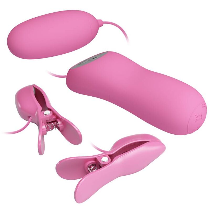 Pretty Love - Pinzas Con Vibración Y Eletroshock Rosa