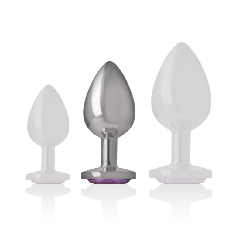 Intense - Plug Anal Metal Aluminio Con Cristal Violeta Talla M