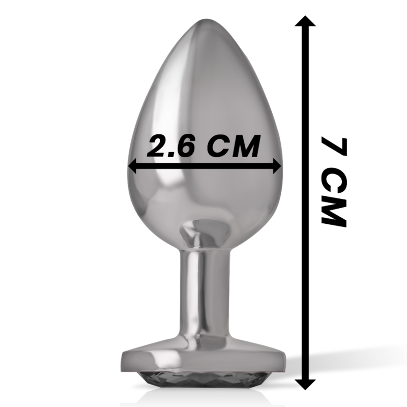 Intense - Plug Anal Metal Aluminio Con Cristal Negro Talla S