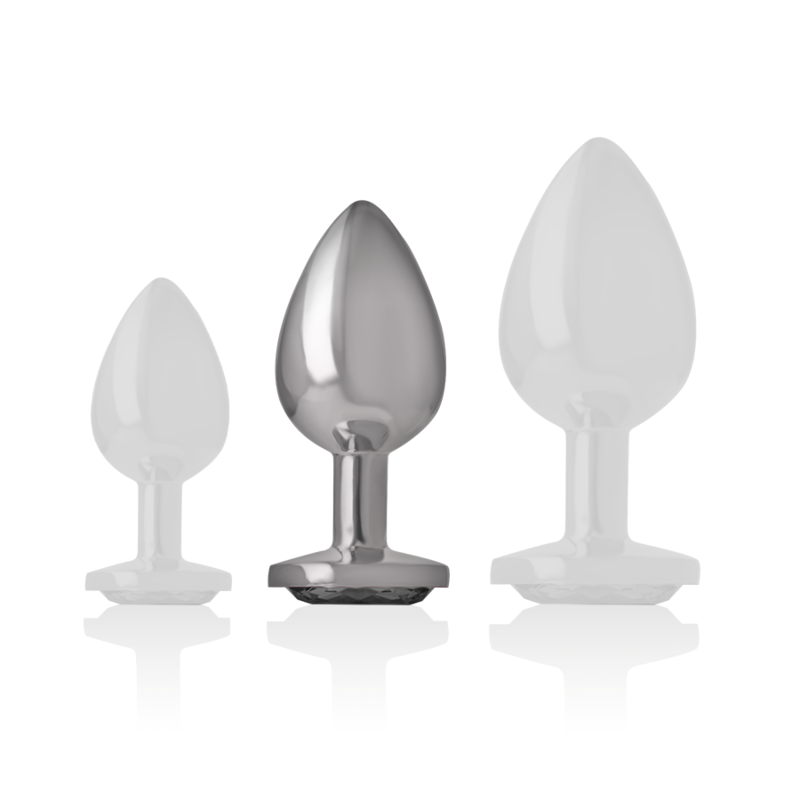 Intense - Plug Anal Metal Aluminio Con Cristal Negro Talla M