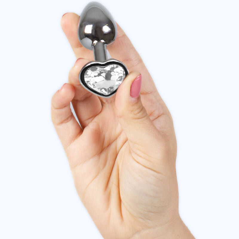 Secretplay - Metal Butt Plug Corazón Transparente Talla S 7 Cm