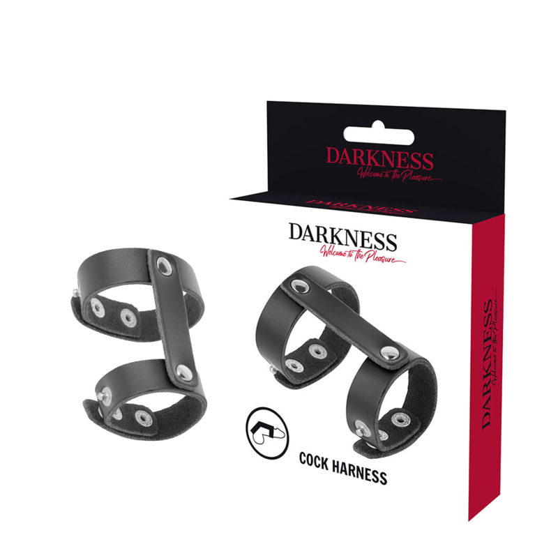 Darkness - Anillo Pene Y Testículos Ajustable Leather
