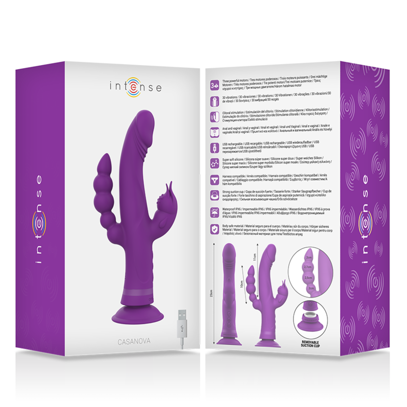 Intense - Casanova Vibrador Rabbit Silicona Triple Motor Morado
