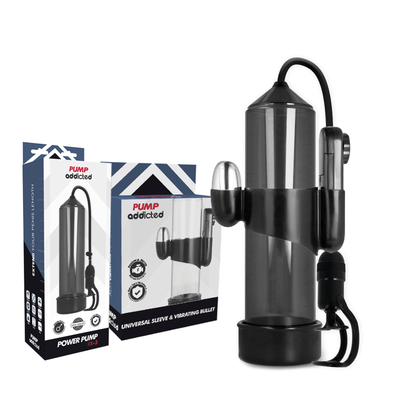 Pump Addicted - Bomba Erección Rx5 Negro Con Vibrador