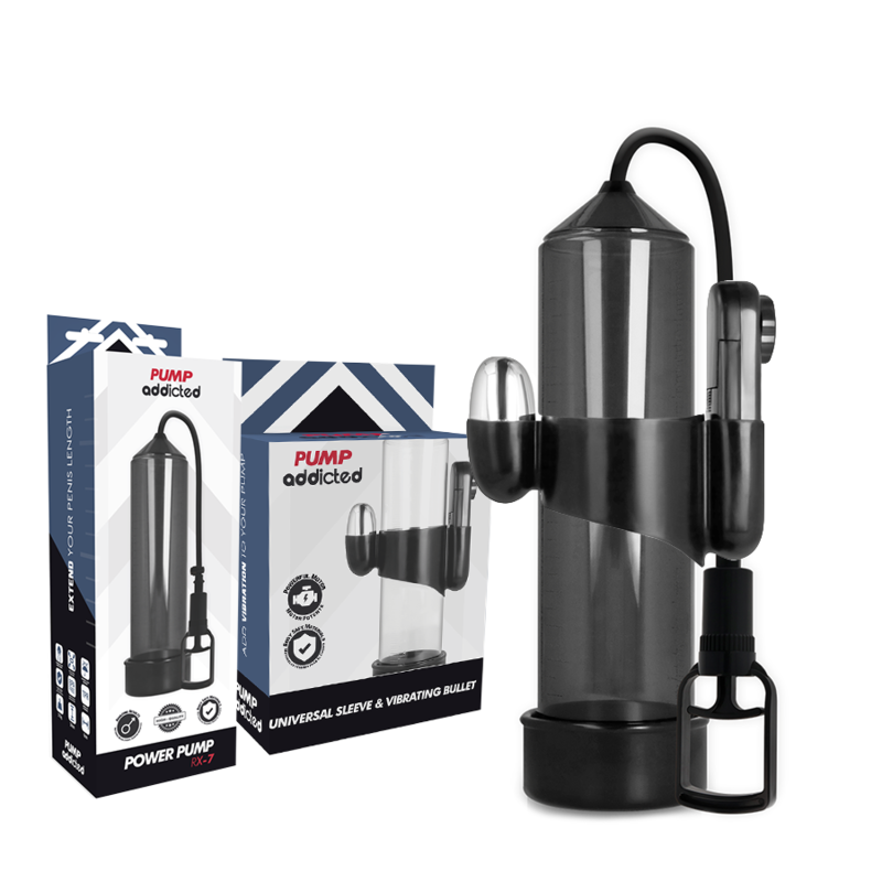 Pump Addicted - Bomba Erección Rx7 Negro Con Vibrador