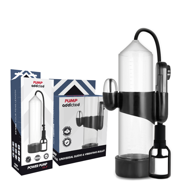 Pump Addicted - Bomba Erección Rx7 Transparente Con Vibrador