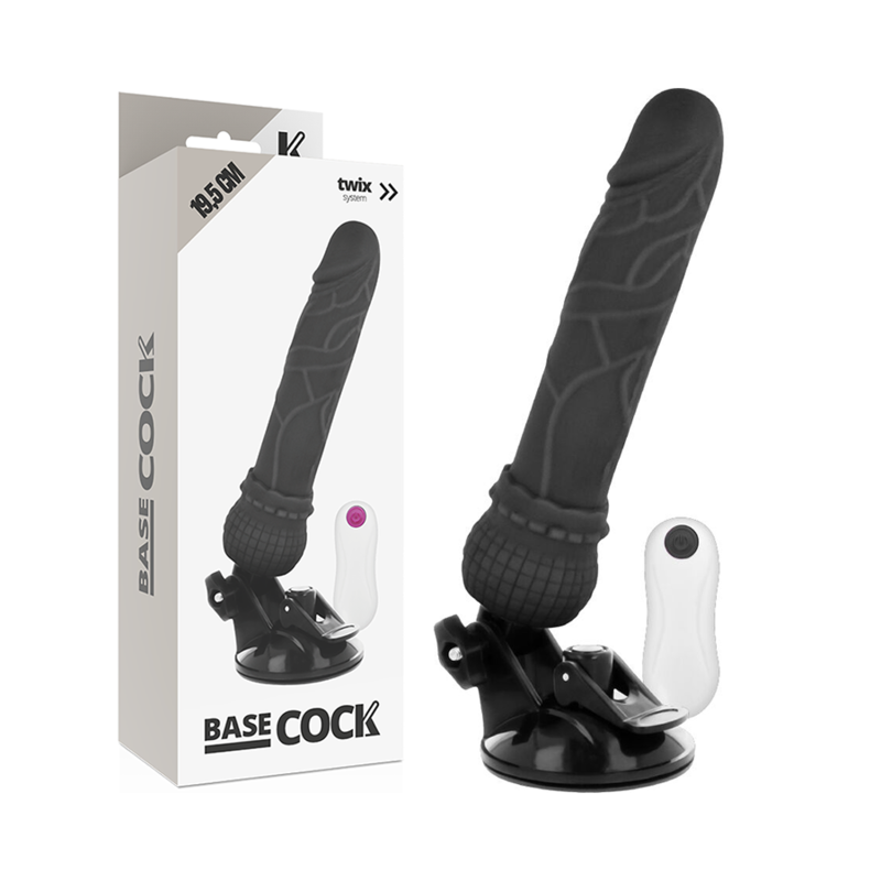 Basecock - Vibrador Realístico Control Remoto Negro 19.5 Cm -o- 4 Cm