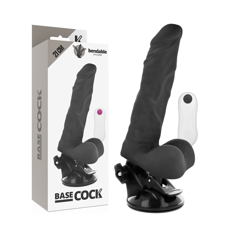 Basecock - Vibrador Realístico Articulable Control Remoto Negro 21 Cm -o- 5 Cm
