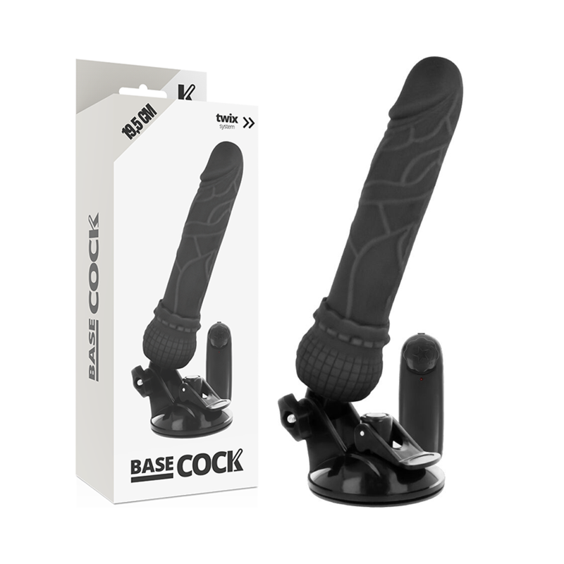 Basecock - Vibrador Realístico Control Remoto Negro 19.5 Cm -o- 4 Cm