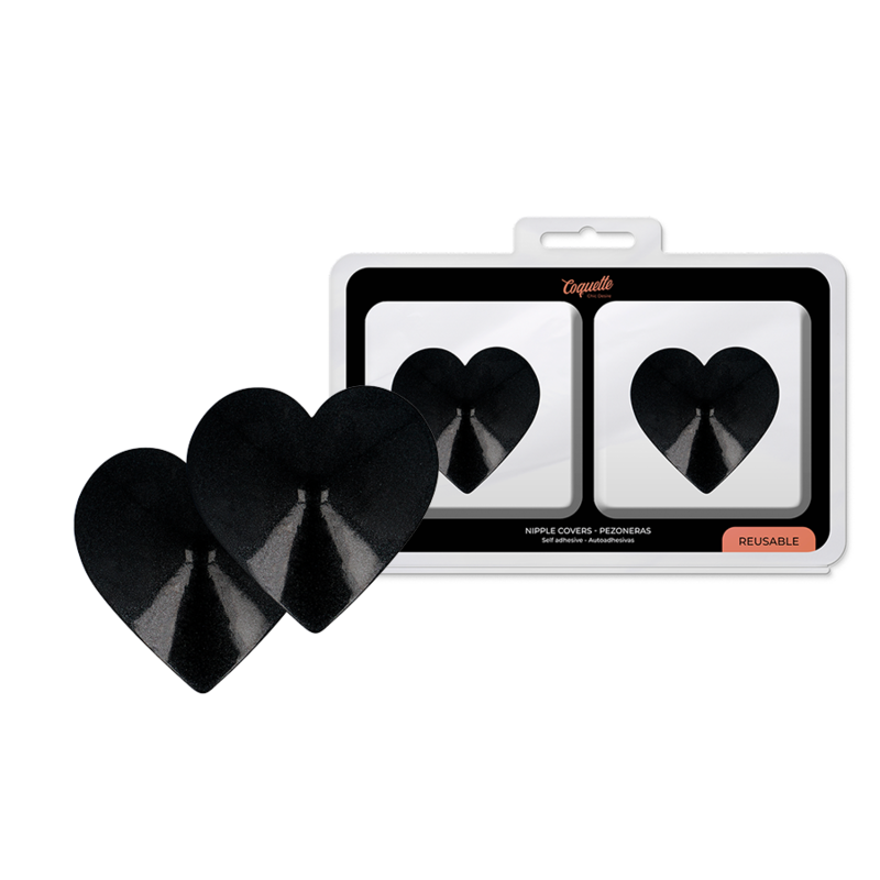 Coquette Chic Desire - Cubre Pezones Metal Corazones Negros